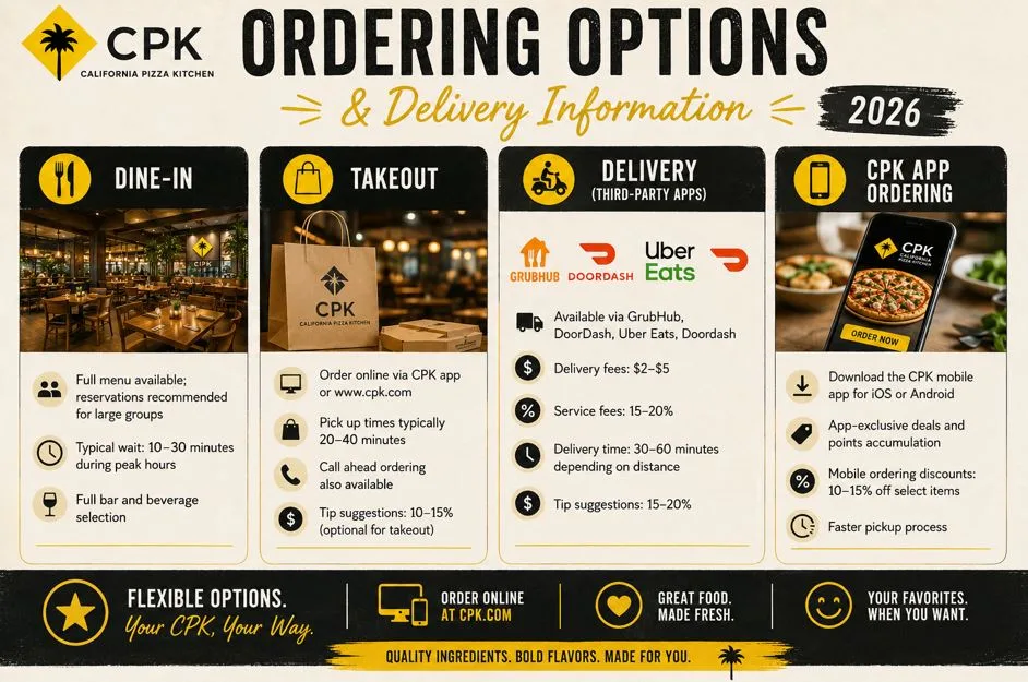 California Pizza Kitchen Menu with Prices: Complete Guide to Every Item & Cost 12 Ordering Options & Delivery Information (2026)