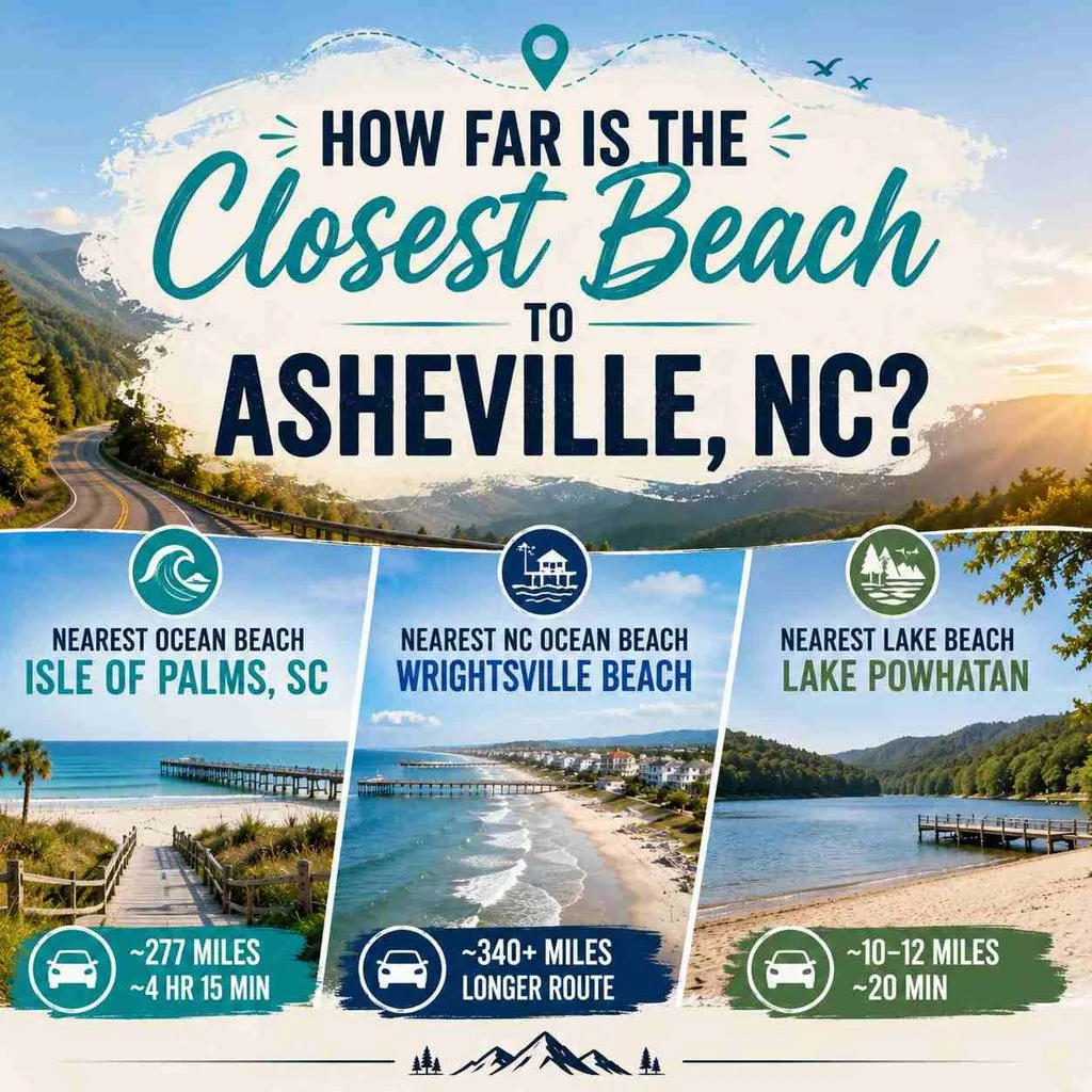 How Far Is the Closest Beach to Asheville, NC?