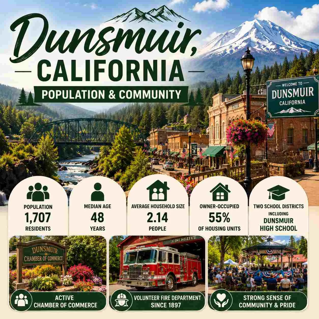 Dunsmuir, California Population and Community