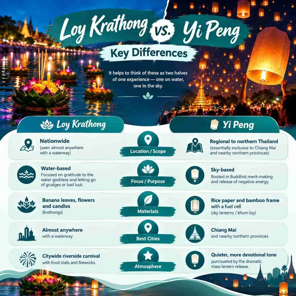 Loy Krathong vs. Yi Peng: Key Differences