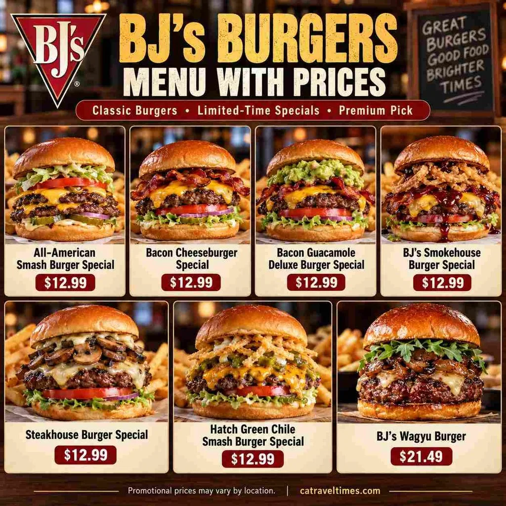 BJ's Burgers Menu with Prices