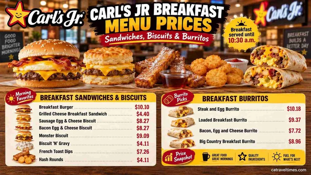 Carl's Jr Breakfast Menu and Prices