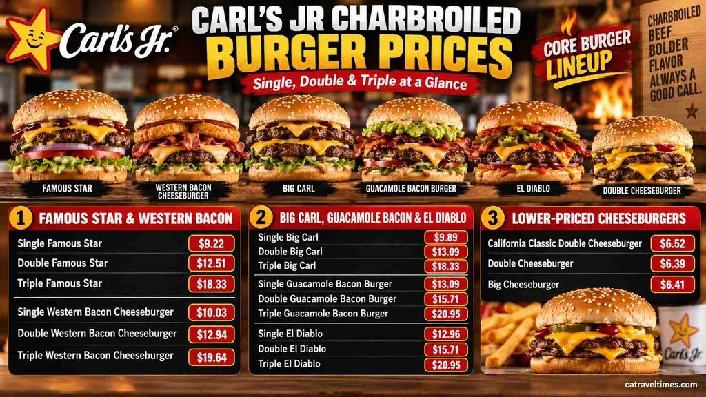 Charbroiled Burgers: Single, Double and Triple Prices