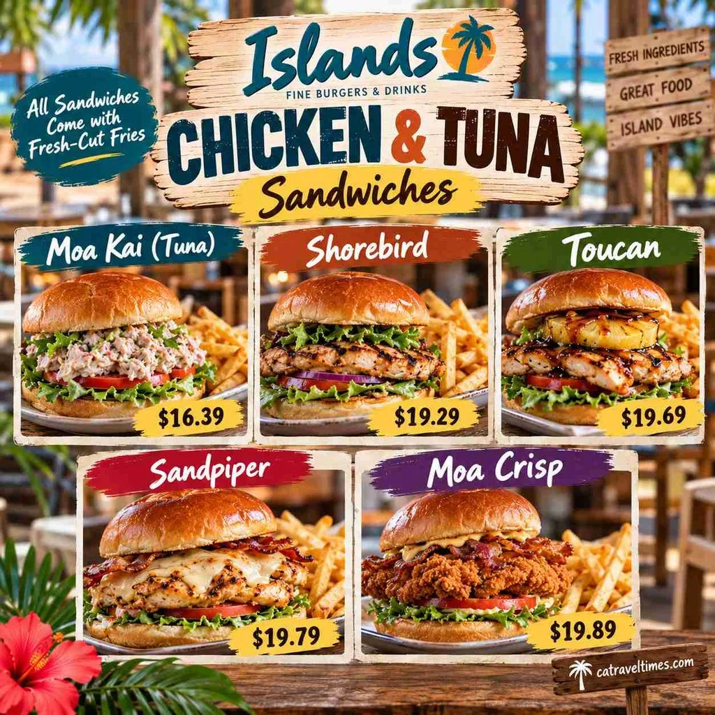 Islands Restaurant Menu California: Prices, Deals & Favorites 7 Chicken & Tuna Sandwiches