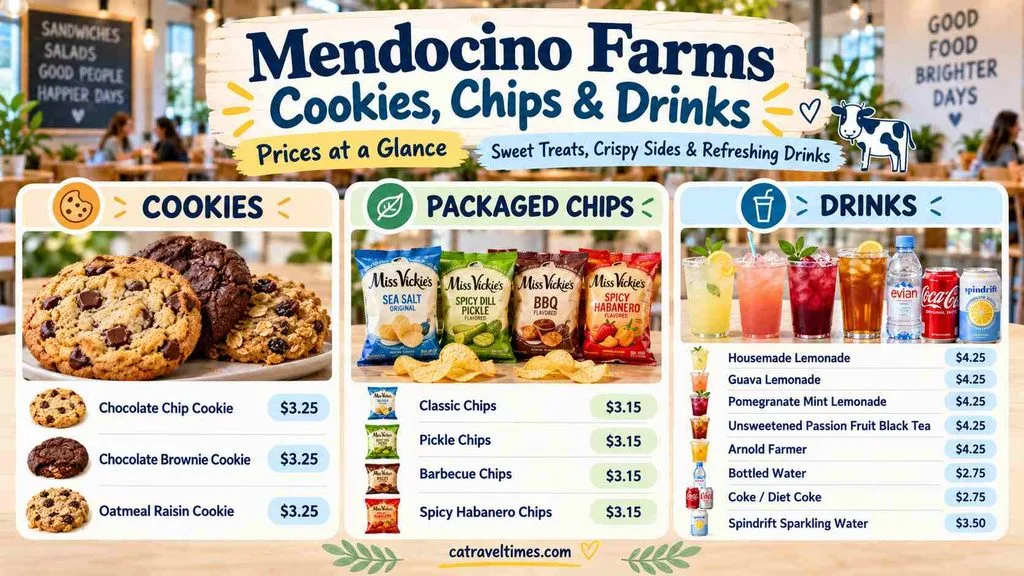 Mendocino Farms Menu California: Prices, Deals & More 8 Cookies, Chips and Drinks
