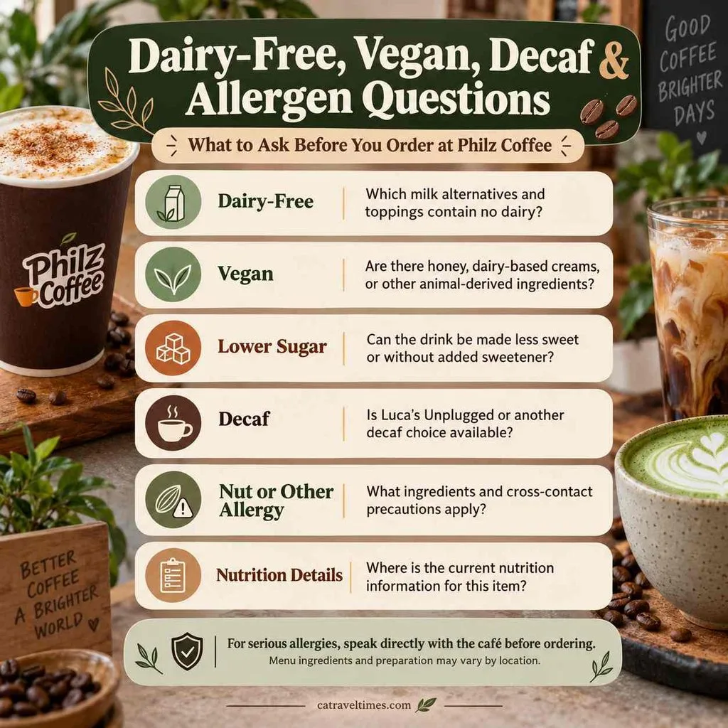 Dairy-Free, Vegan, Decaf, and Allergen Questions