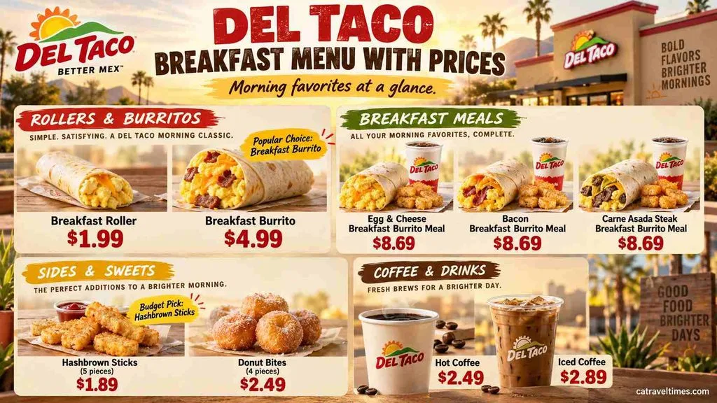 Del Taco Breakfast Menu with Prices 1