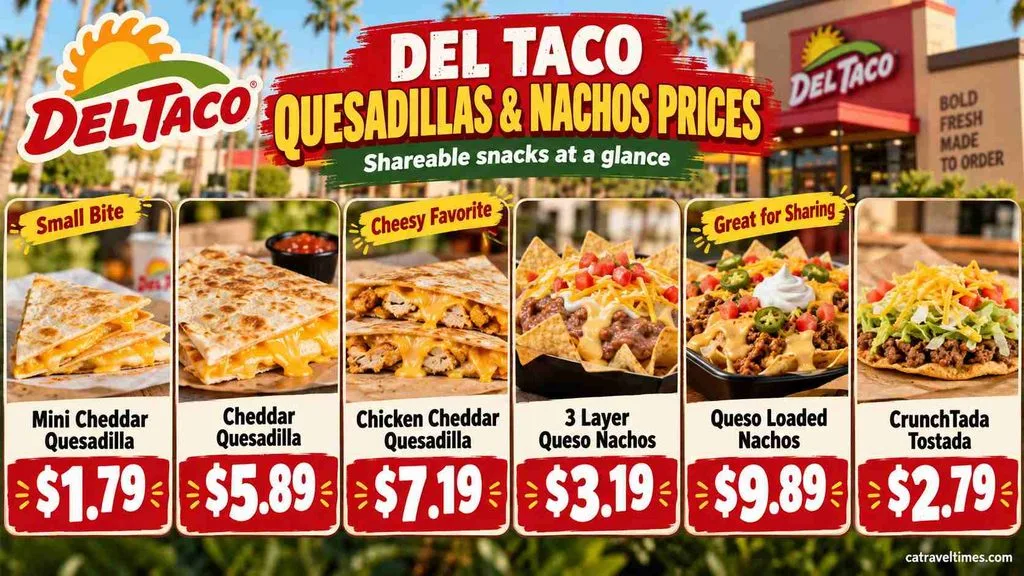 Del Taco Quesadillas and Nachos Prices