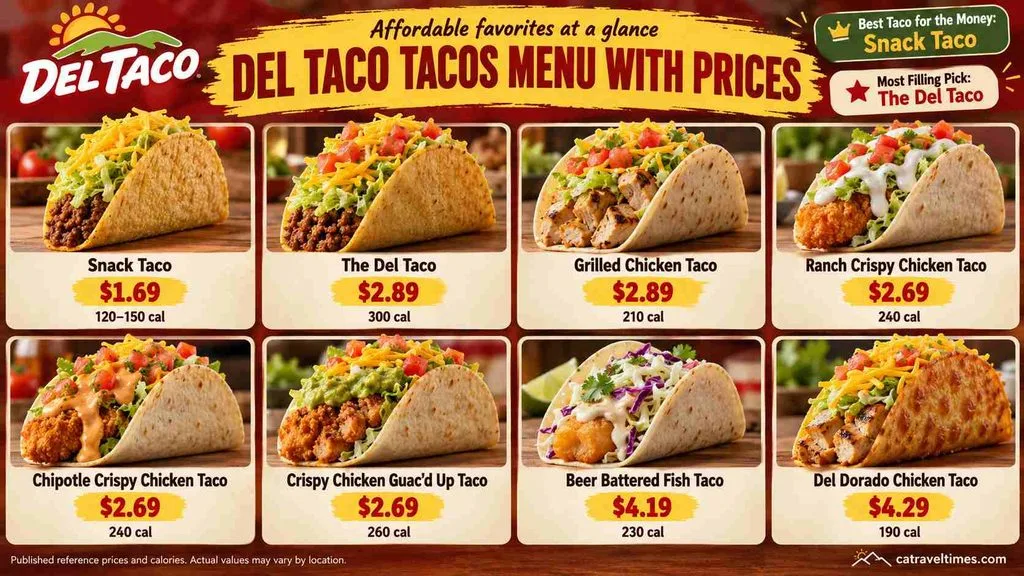 Del Taco Tacos Menu with Prices