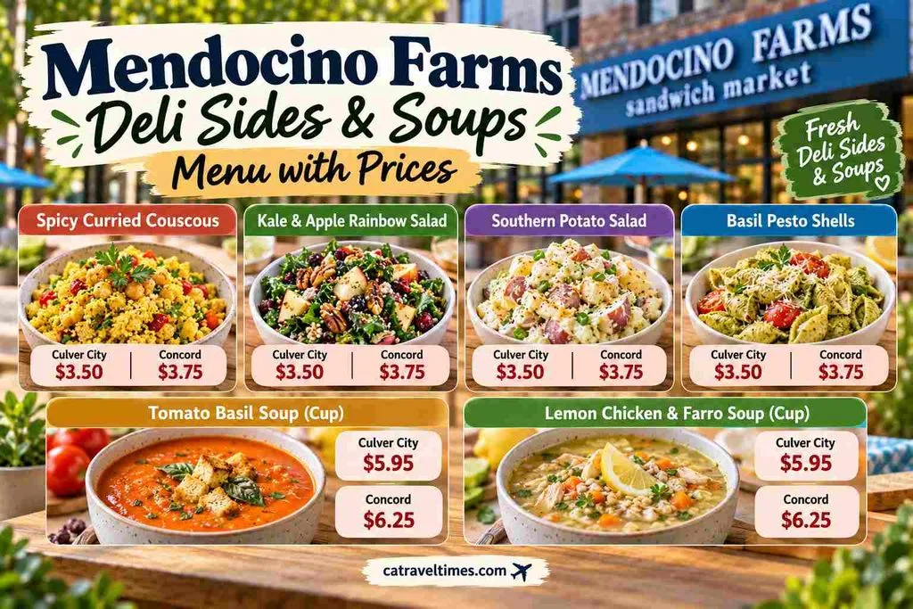 Mendocino Farms Menu California: Prices, Deals & More 6 Deli Sides and Soups Menu