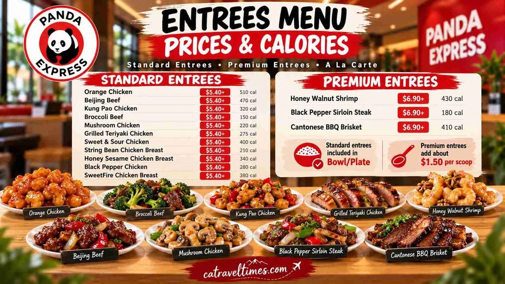 Entrees Menu With Prices and Calories