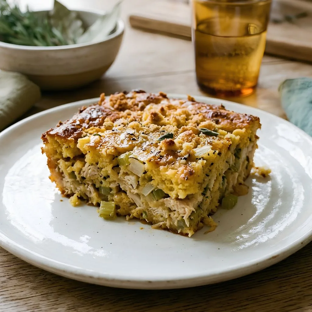 Leftover Cornbread Dressing Casserole Recipe
