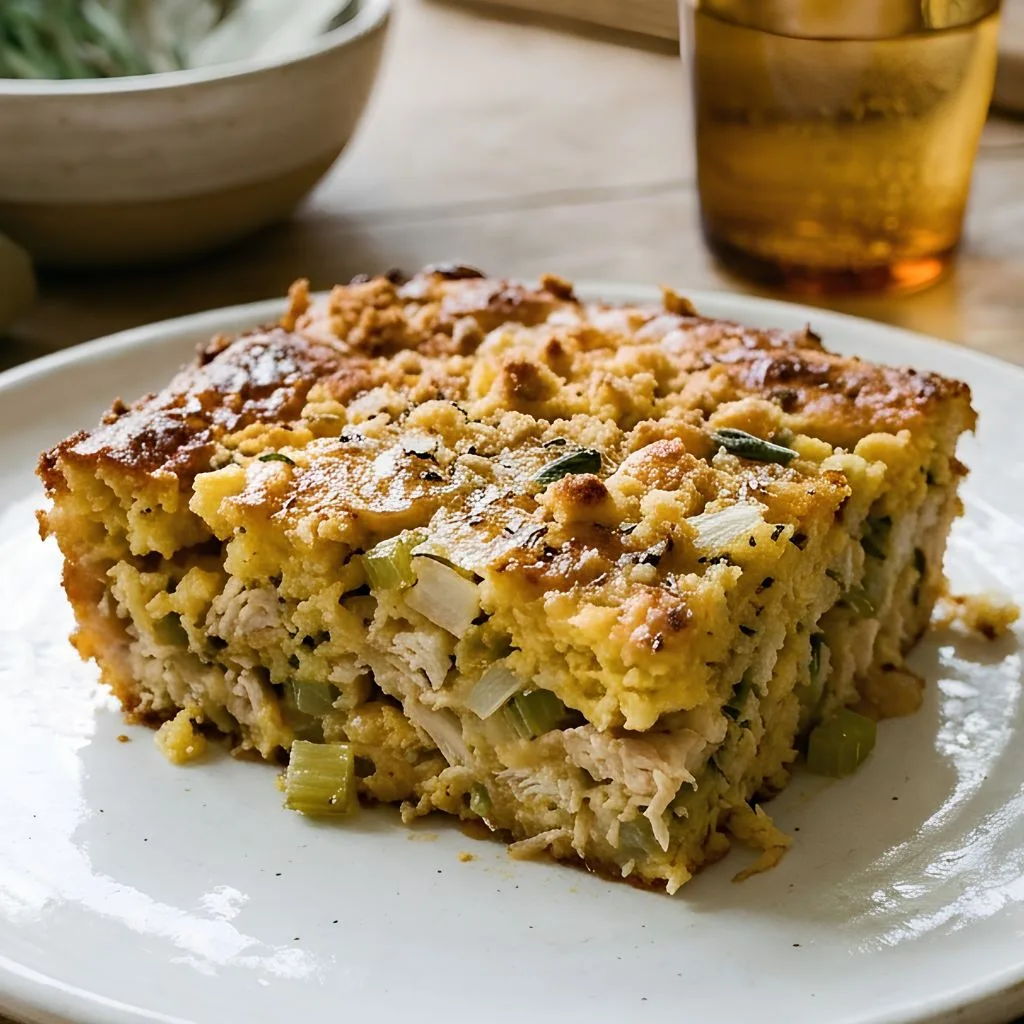 Leftover Cornbread Dressing Casserole Recipe