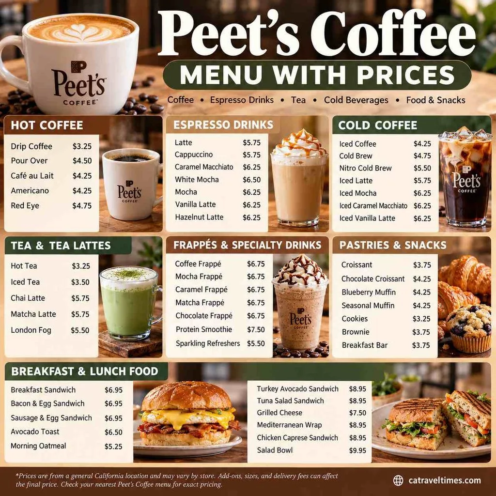 Peet's Coffee Menu and Price Overview