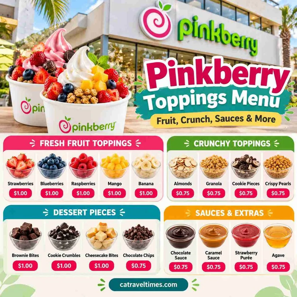 Pinkberry Toppings Fruit Crunch and Sauces 1