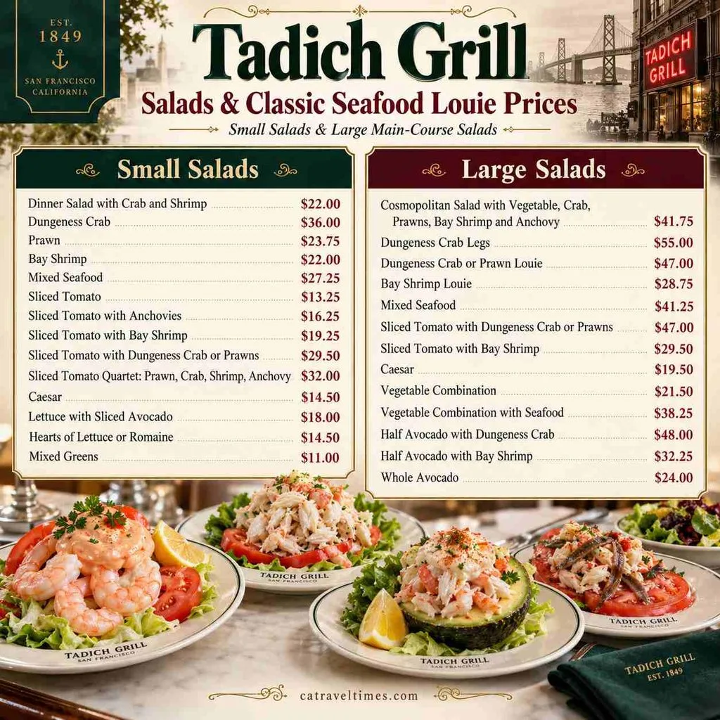 Salads and Classic Seafood Louie Prices