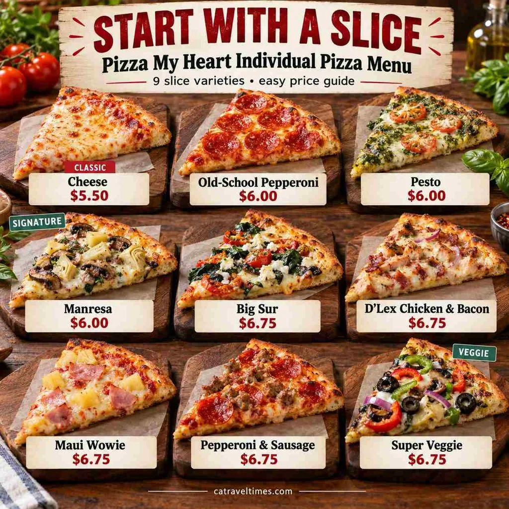 Pizza My Heart Menu California: Prices, Slices & Full Guide 3 Start with a Slice The Individual Pizza Menu 1