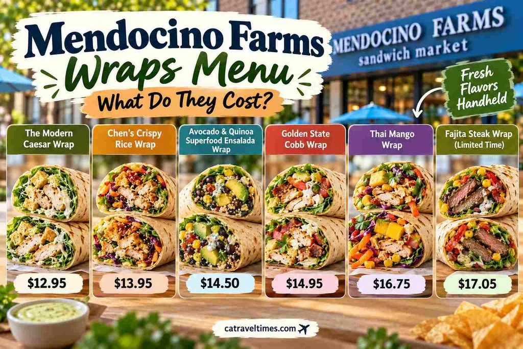Mendocino Farms Menu California: Prices, Deals & More 5 Wraps Menu What Do They Cost